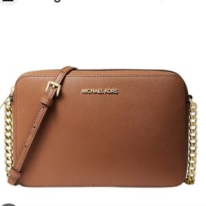 Michael Kors Jet Set Tan Crossbody Bag with Gold Chain